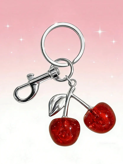 Cherry Keychain, Keychain Accessories, Girly Keychain for Bags, Women's Bag Pendant, Fashion Trend Exquisite Pendant, Women's Backpack Elegant Pendant, Suitable for Valentine's Day and Christmas Gift for Friends