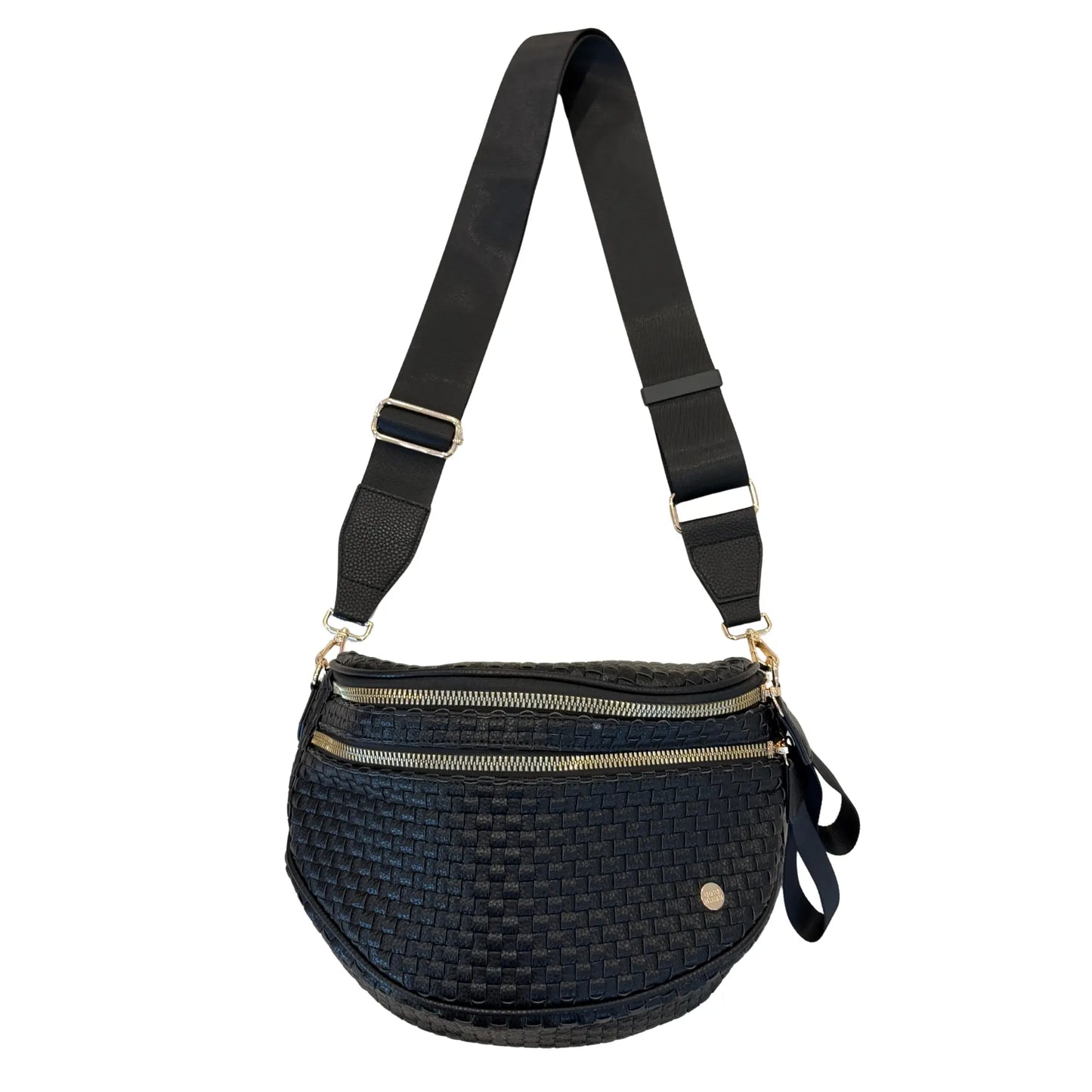 Gold Blush Signature Woven Bum Bag – Woven Faux Leather Crossbody 60” Strap spacious design