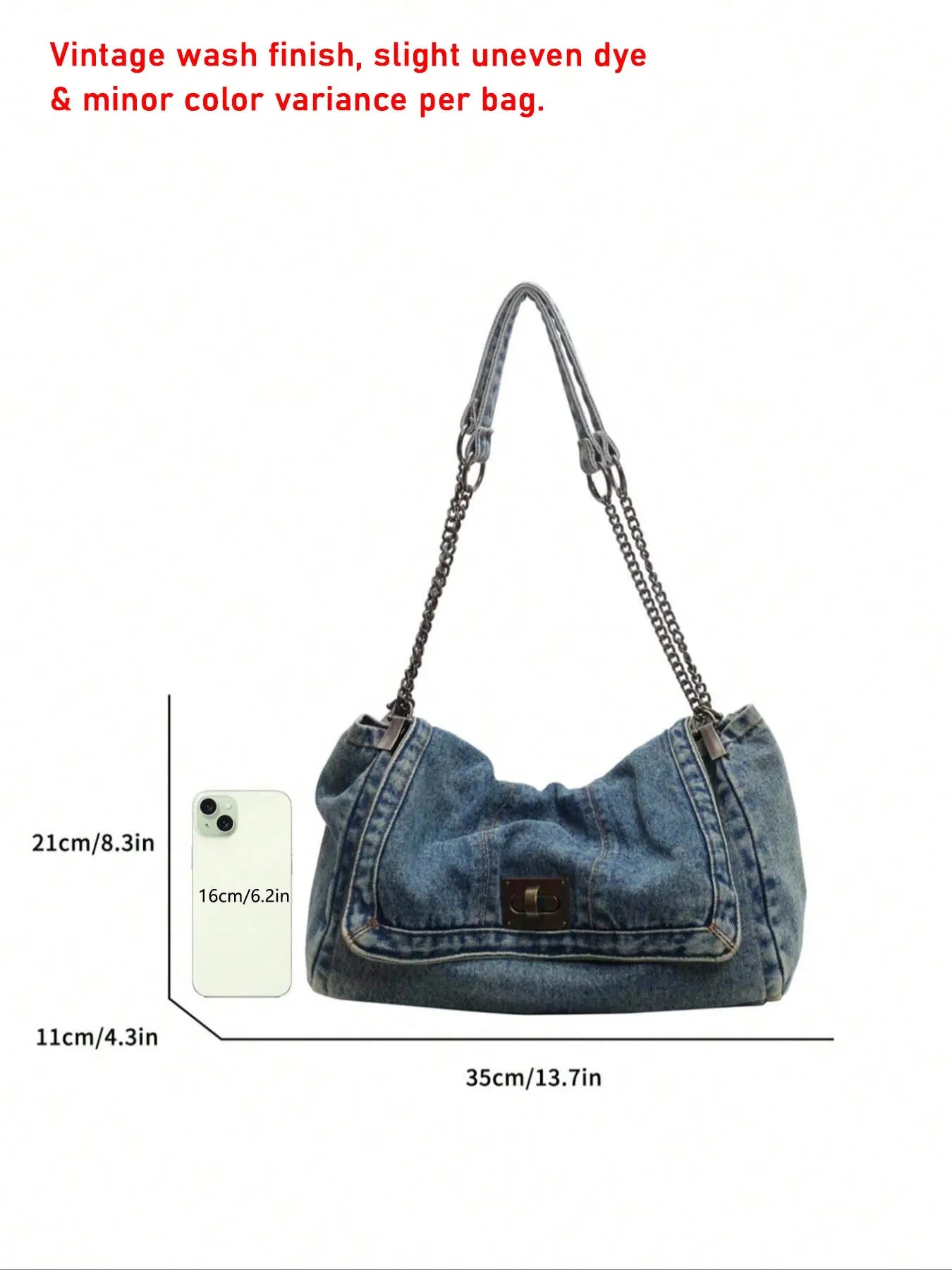 Fashion Denim Chain Shoulder Bag, 2026 New Styling Casual Versatile Crossbody Bag for Women, Trendy All-match Commuter Bag for Daily Travel Work Commute